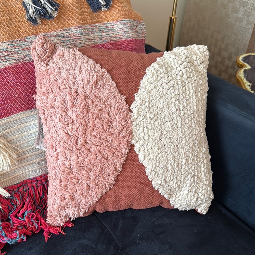 Target Textured Throw Pillow - Pink and Cream - Picture 2 of 4